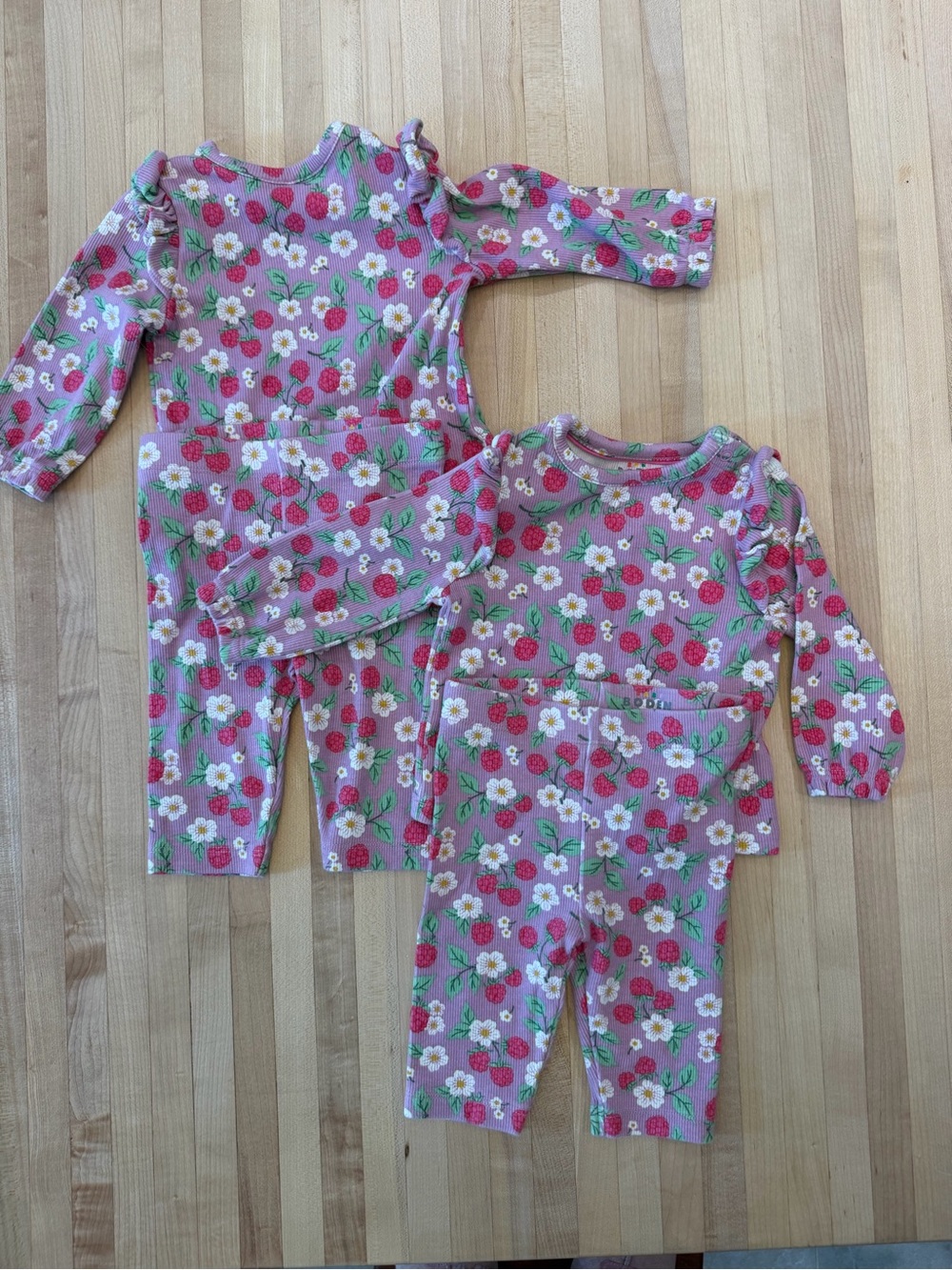 Baby Boden Pink Floral & Strawberry Print Pant Set - 2 Pack